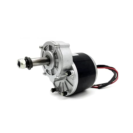 Brushed Motor with Gearbox, 17mm Axle Diameter, 5mm Keyway for Electrical Cart, Wheelchair Bike, 24V 350W