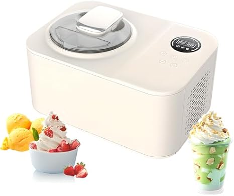 Portable Ice Cream Maker - Fully Automatic Machine with 1200ML Removable Liner, LED Display, 3 Modes, Quick 30min Production, Perfect for DIY Desserts