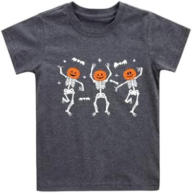 Halloween Shirts for Kids Toddler Pumpkin Face Ghost Skeleton Cotton Tshirt Clothes 2-7 Years