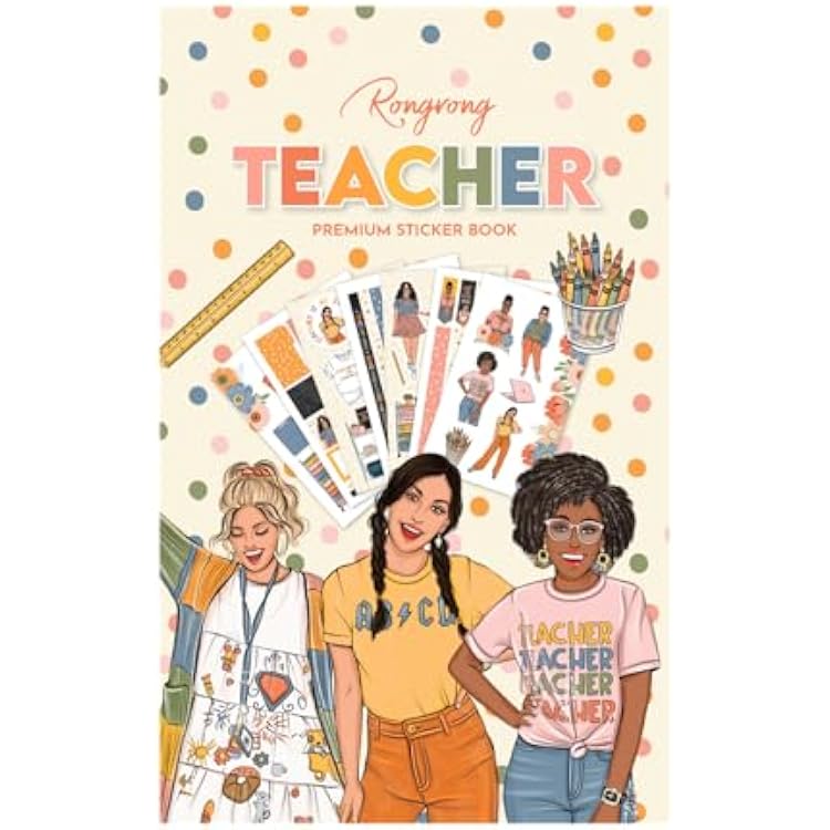 Rongrong Teacher Planner Stickers Book for Planners, Calendars, Journals and Projects Premium Quality Hand Drawn Academic Lessons Scrapbook Accessories 24 Pages