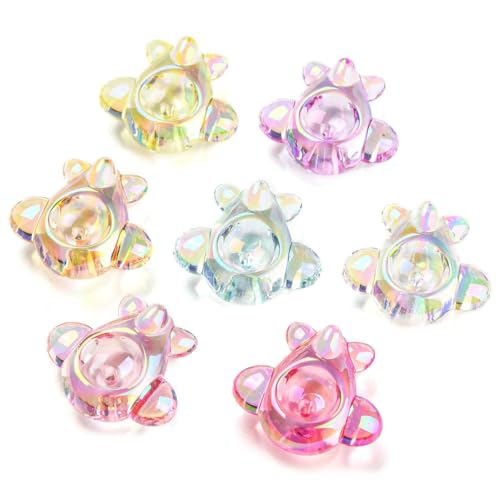 Ornazy 100pcs Rainbow Acrylic 3D Airplane Shaped DIY Beads for Jewelry Making