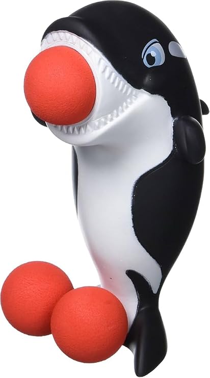 Hog Wild Orca Ball Popper Toy - Includes 4 Soft Foam Balls - Squeeze to Pop Air Powered Balls Up to 20 Feet - Launcher Safe for Indoor/Outdoor Play - Party Favor Gift for Kids, Girls, Boys Ages 5+