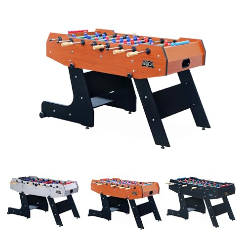 KICK Majesty 55 Folding Foosball Table Full-Size Indoor Table Soccer for Adults, Counterbalanced & Uniformed Players, Chrome Rods, Durable Frame, Foldable Design for Easy Storage