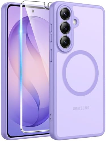 FNTCASE for Samsung Galaxy S26 Case: [Fit for Magsafe] [Full Camera Protection + Screen Protector] Translucent Matte Military Grade - Shockproof Protective Phone Cover for Samsung S 26 - Purple