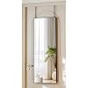 VooBang 14" x 48" Adjustable Height Over The Door Mirror - Rectangular Full Length Hanging Door Mirror with Shatterproof Tempered Glass Black Metal Frame for Dormitory