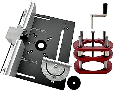 Router Lift for 65mm Diameter Motors - Wood Router Plunge Base Router Lift W/Aluminum Router Table Insert Plate Wood Router Working Benches Woodworking Engraving DIY Tools (Router Lift and Plate Set)