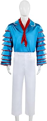 Jim Carrey Mask Costume Cosplay Stanley Blue Shirt Pants 3Pcs for Men Halloween