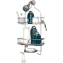Zenna Home Shower Caddy Hanging Bathroom Organizer, Stainless Steel Shower Rack with 2 Shelves and Built in Hooks, Rustproof Over Shower Head Storage System, Stainless Steel