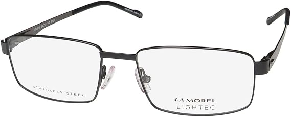 Lightec 30298s Eyeglass Frame/Eyewear Stainless Steel Rectangular Shape Designer [54-17-140, black/grey]