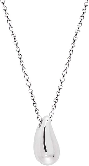 Dainty Teardrop Necklace for Women Girls Sterling Silver Minimalist Simple Tiny Oval Bead Beans Pear-Shaped Pendant Choker BFF Necklace Fashion Adjustable Chain 18" Jewelry Wedding Birthday Gift