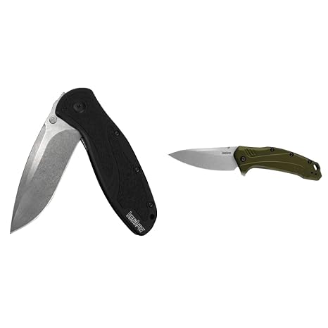 Kershaw S30V Blur and Link Olive Stonewash Pocketknives