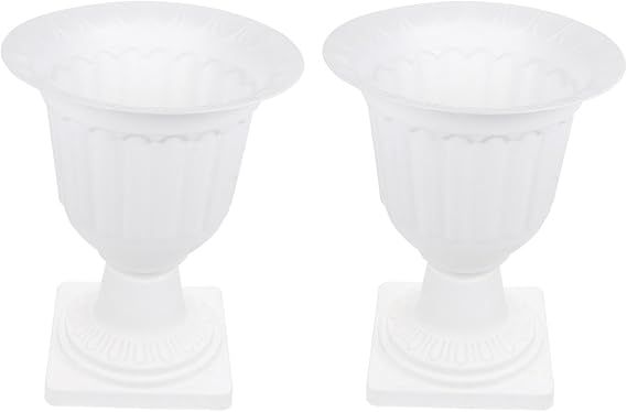 Vaguelly 2pcs Urn Flower Pots Tall Planter White Grecian Urn Planter Decorative Urn Planter Traditional Front Porch Garden Flowerpots