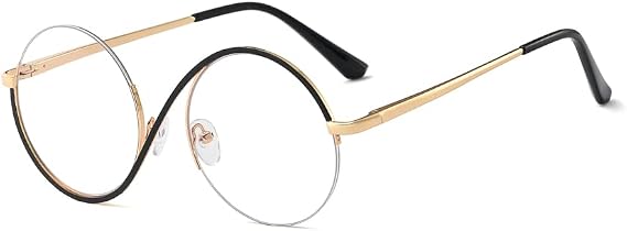 Half Rimless Eyeglasses Glasses Frame 8 S Shape Metal Round Anti Blue Light Ray Eyewears