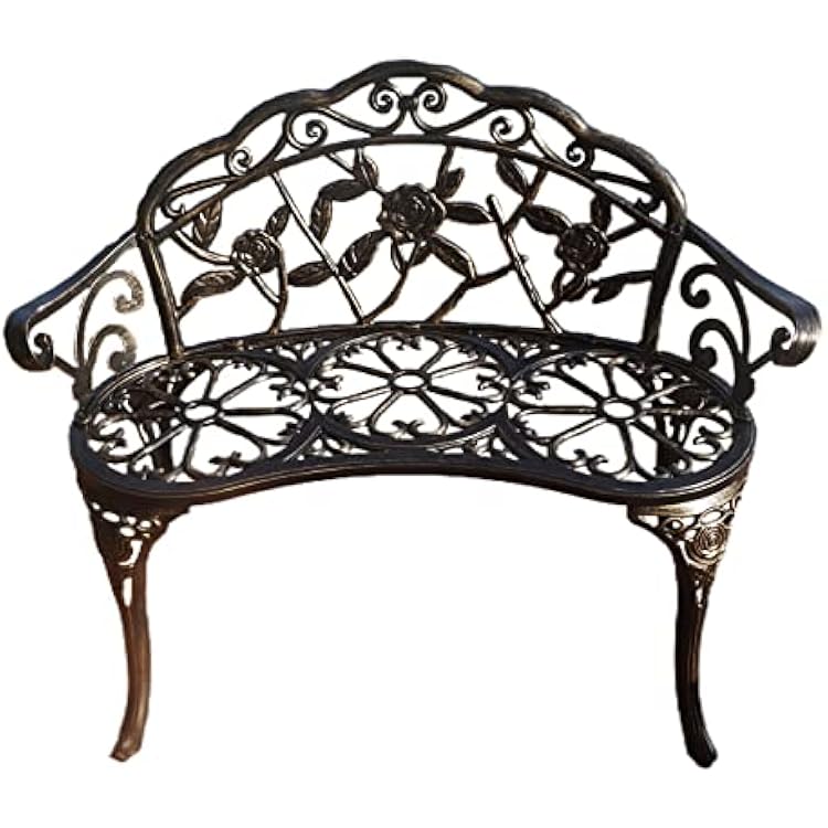 KAILI Garden Bench, Metal Aluminum Rose, Suitable for Garden Porch Park Front Porch Balcony Outdoor Bronzed