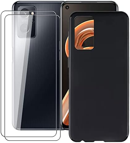 Case for Realme 9i/RMX3491 (6.60") with 2 Tempered Glass Screen Protector. Ultra-Thin Black Soft Silicone Anti-Drop Phone Cover, TPU Bumper Shell Case for Realme 9i/RMX3491 - Black