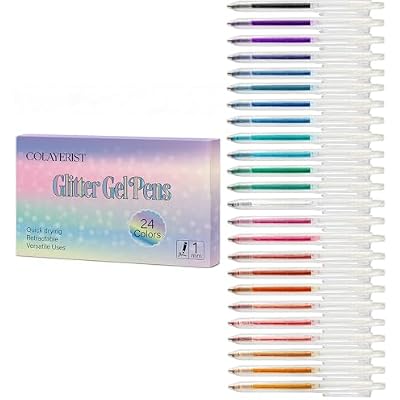 Glitter Gel Pens Retractable, 24 Colors Glitter Pens Set for Coloring, Journaling, Graffiti, Painting, DIY Greeting Cards, and Highlighting Key Notes - Smooth & Non-Toxic
