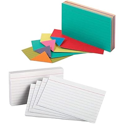 Index Cards - 3x5 Inch - Heavy Weight Ruled Index Card - 100 White Cards, 100 Assorted Colors Cards, Index-Cards Great for Notes, Organizing, Flash Cards, Lists, Recipes and More White and Extreme