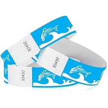 500 WristCo Blue Dolphins Tyvek Wristbands for Events - Comfortable Tear Resistant Paper Bracelets ID Wrist Bands for Concerts Festivals Admission Party Identification