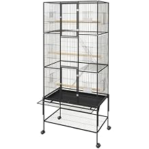 GarveeHome 69 Inch Large Bird Cage, Bird Cage with Rolling Storage Stands, Feed Bowls, Wide Tall Parrot Cage for Parakeets, Conures, Cockatiel, Cockatoo