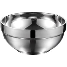 Stainless Steel Salad Bowl with Double Layer Insulation, Deep Dish for Serving Rice, Sauce, or Dips, 11.5-18 cm Set of 7