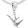 Sexy Sparkles Swallow Bird 3D Dangle Charm Bead For Snake Chain Charm Bracelet