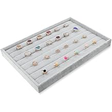 Bocar Grey Velvet Ring Jewelry Display Showcase Organizer Holder (GP-JZ)
