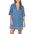 Fisoew Denim Dress for Women Summer Collared V Neck Casual Loose Fit Short Sleeve Shift Jean Mini Shirt Dresses Outfits