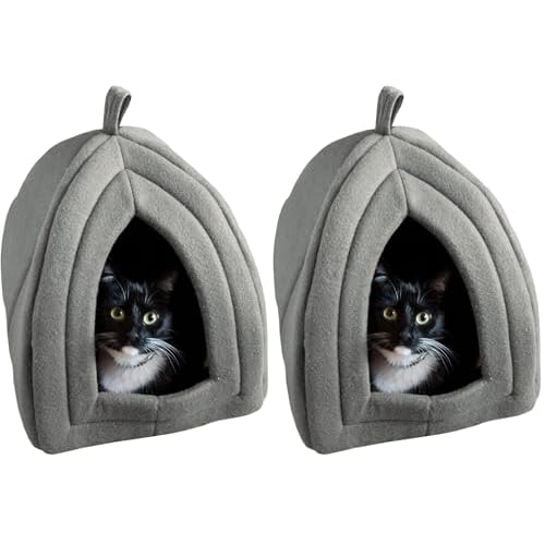 Cat House - Indoor Bed with Removable Foam Cushion - Pet Tent for Puppies, Rabbits, Guinea Pigs, Hedgehogs, and Other Small Animals by PETMAKER Pack of 2