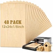 Juexica 48 Pcs 12" X 24"x 1/8" Basswood Craft Sheets 3mm Plywood Board Wood Thin Sheets for Arts Crafts Woodworking Scroll Sawing Projects Painting Drawing Laser Cutting Projects