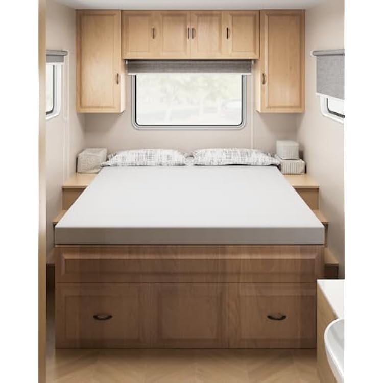 Ferlizer 4 [RV Three-Quarter] Memory Foam Mattress Topper for RV with Ultra Soft Cover, CertiPUR-US Certified, 4875, Perfect for Compact RVs and Vintage Trailers