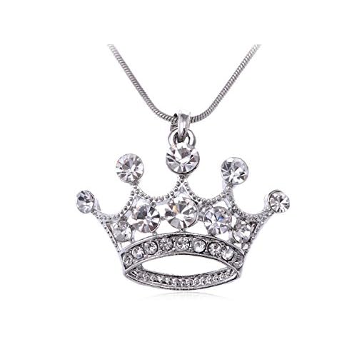 Alilang Clear Crystal Rhinestone Emperor Royal Crown Pendant Necklace - Perfect For King & Queens!