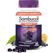 Sambucol Elderberry Gummies - Immune Support Supplement for Adults with Vitamin C & Zinc, Sambucus Elderberry with High Antioxidants, Gluten Free, Vegan - 60 Count