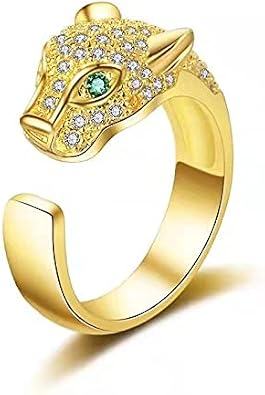 Variety Crystal Leopard Animal Open Adjustable Ring for Wimen Men Jewelry Gifts