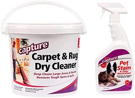 Capture Carpet & Rug Dry Cleaner (4lb) Pet Stain & Odor Neutralizer (32 oz), Pet Stain Remover for Carpet, Rug, Couch, Car & Upholstery - Bundle