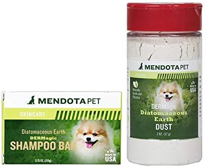 DERMagic Diatomaceous Earth Shampoo Bar & Sprinkler Combo - Made in the USA - 3.75 oz bar, 2 oz dust