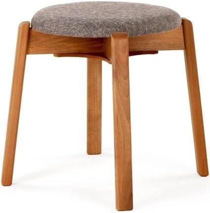 Arc Ceviz Puf Tabure Yuvarlak Modern Bench Oturak Tekli (Gri)