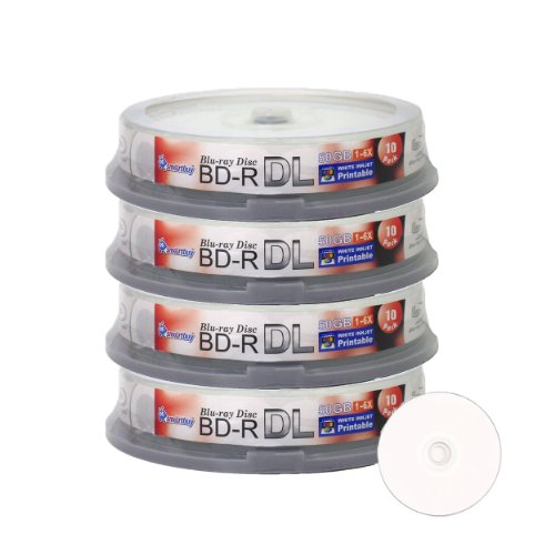 Smartbuy 50gb 6X Blu-ray Bd-r Dl Dual Layer Blank White Inkjet Printable Recordable Media Disc Spindle 40-Disc
