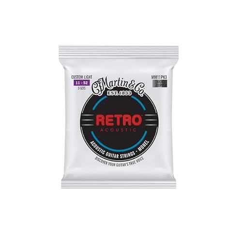 Martin Retro Acoustic Guitar Strings Monel, Custom Light Gauge (3-Pack) | Warm, Natural Tone with Long Life | Bulk Set for Acoustic Guitar Players