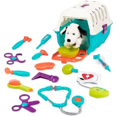 Battat Veterinarian Toy Set with Plush Dalmatian Puppy & Carrier Complete 15 Pieces Kids Pretend Play Medical Kit with Stethoscope & Tools Educational ToddlerToys for Ages 2 4 Years