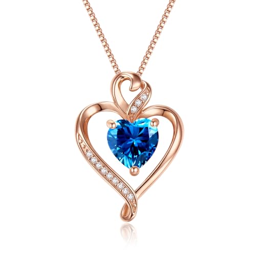 Heart Necklaces for Women 925 Sterling Silver Pendant Necklace Rose Gold Plated White Gold14K Gold Plated Love Necklace for Her Girlfriend Wife Valentines Day Birthday Women Jewelry 182