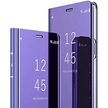 Ankoe Compatible with Galaxy A05S Case, Luxury Translucent View Makeup Mirror Flip Electroplate Plating Stand Shockproof Full Body Protective Hard PC Cover for Samsung Galaxy A05S