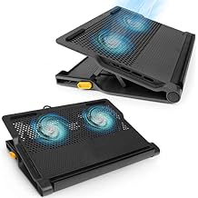 Targus Laptop Cooling Pad for Laptops up to 17-inches, Dual High-Speed Fans Chill Mat + 4-Port USB Hub Laptop Fan Cooling Pad for Work, USB Stand Cooling Pad for Gaming Laptop Cooling Fan (AWE81US)