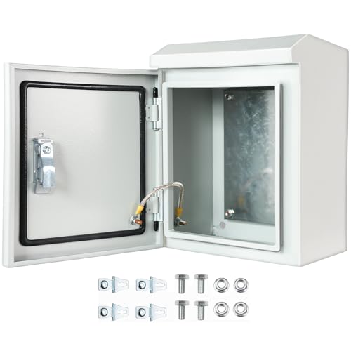 Waterproof Outdoor Electrical Box,IP56 Steel Construction Outdoor Junction Box Shields Your Electrical Components from dust, Moisture, and Harsh Weather Conditions. Grey, 11.89.846.29