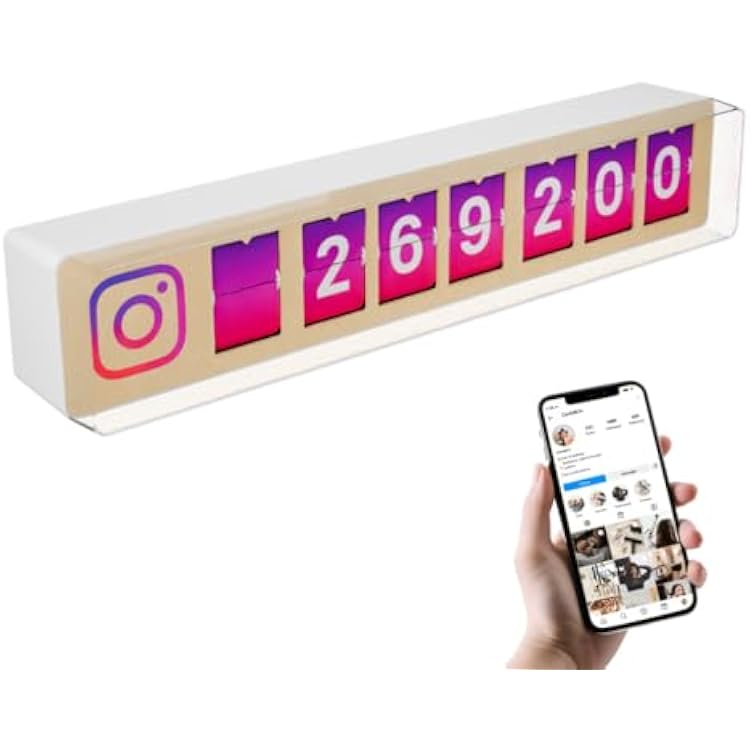 Instagram Follower Counter - Physical Device Connected to Your Business Social Networks in Real Time - Interactive Display - Awareness and Loyalty Booster - Wi-Fi & Hotspot Purple, 7 Digits