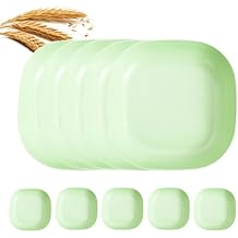 10 pcs 5.9 Inch Square Wheats Straw Plates Set Unbreakable Deep Dinner Plate Lightweight Home and Kitchen Reusable Use (Green)