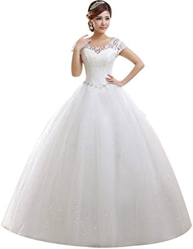 Eyekepper Double Shoulder Floor Length Bridal Gown Wedding Dress Custom Size