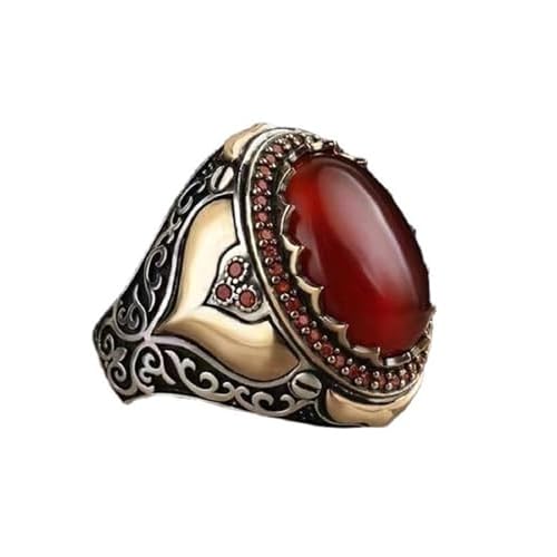 Red Ring Agate Ring 925 Sterling Silver Promise Rings Crysta Ring CZ Halo Zirconi Hollow Ring Antique Silver Vintage Eternity Ring Womens and Mens Colored Gemstone Crystal Ring Cocktail Ring9