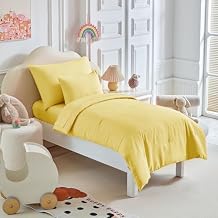 Kids Comforter Sheet Set - Soft and Breathable Bed Set Includes Quilted Comforter, Fitted Sheet, Flat Top Sheet, Pillowcase and Toddler Pillowcase for Toddler - 5 Pieces Toddler Bedding Set Yellow