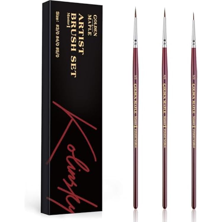 Kolinsky Sable Miniature Paint Brushes - Golden Maple Professional Ultra Fine Point Brush for Miniature, Model Painting & Watercolor Details - Size 30 40 50