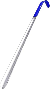 Shoe Horn,Long Shoe Horn, Shoe Horn Long Handle Shoe Horn Ergonomic Shape Boots Shoes Handheld Helper Stainless Steel Hanging Loop Shoe Horn Aid Tool ShoehornBlue